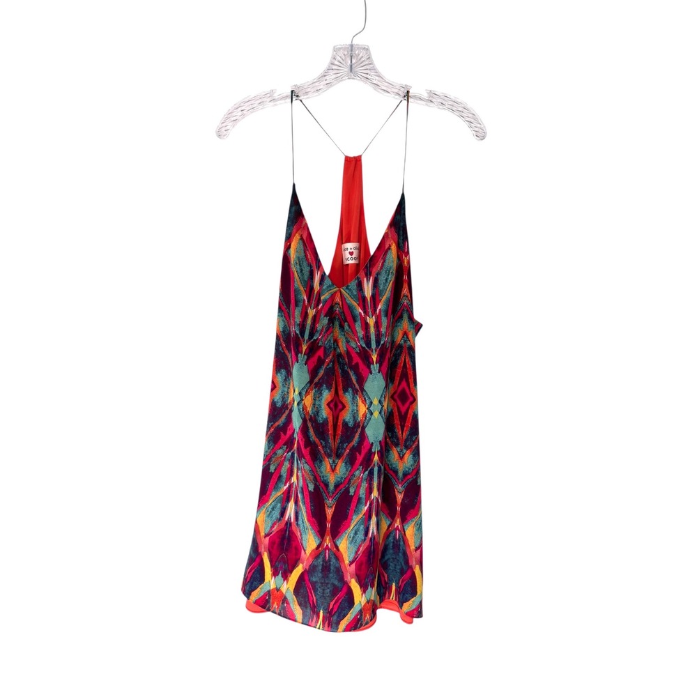 Multicolor Printed V-Neck Silk Dress